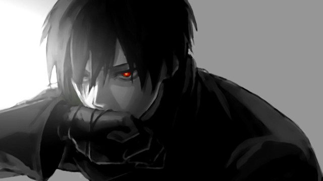 Red eyed gothic anime man free wallpaper for desktop - medium preview image