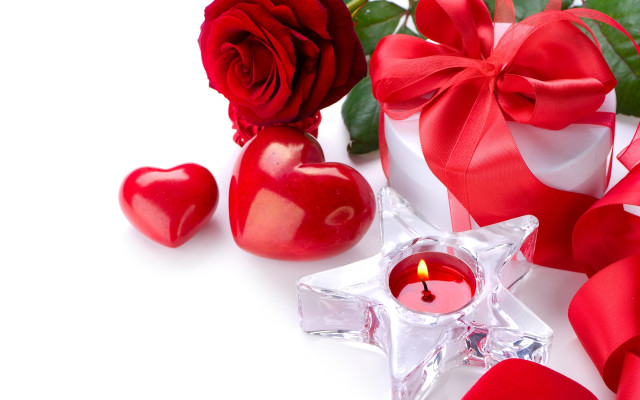 Red rose star candle red free wallpaper for desktop - medium preview image