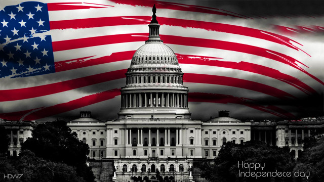 Capitol building independence day flag free wallpaper for desktop - medium preview image
