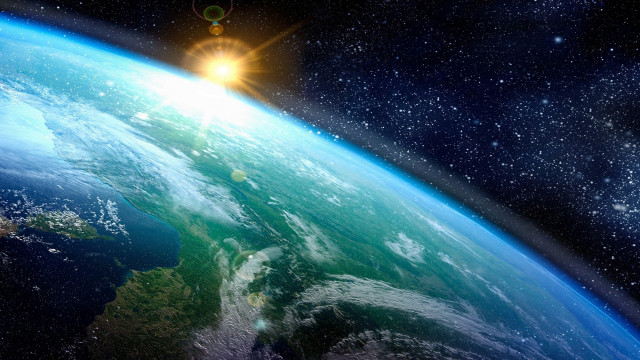 Earth view space sun horizon free wallpaper for desktop - medium preview image