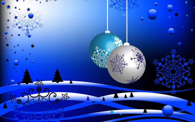 Blue christmas ornaments snowflakes night free wallpaper for desktop - medium preview image