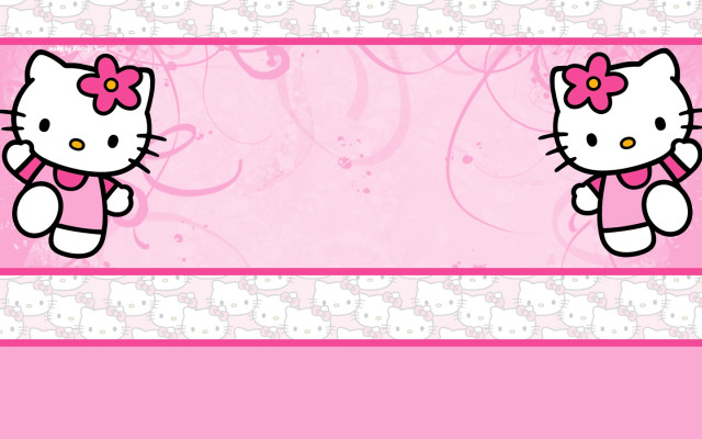 Hello kitty pink bunny flower free wallpaper for desktop - medium preview image