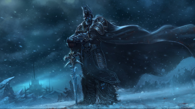 Man black cloak snowy castle free wallpaper for desktop - medium preview image