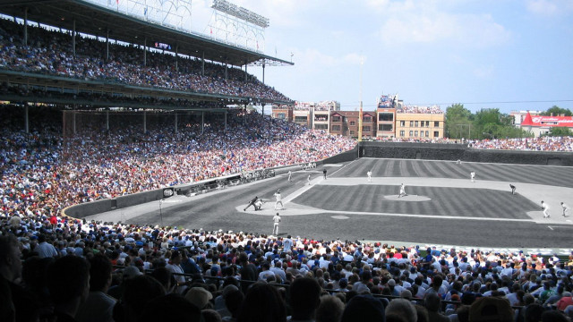 Baseball stadium crowd sunny day free wallpaper for desktop - medium preview image