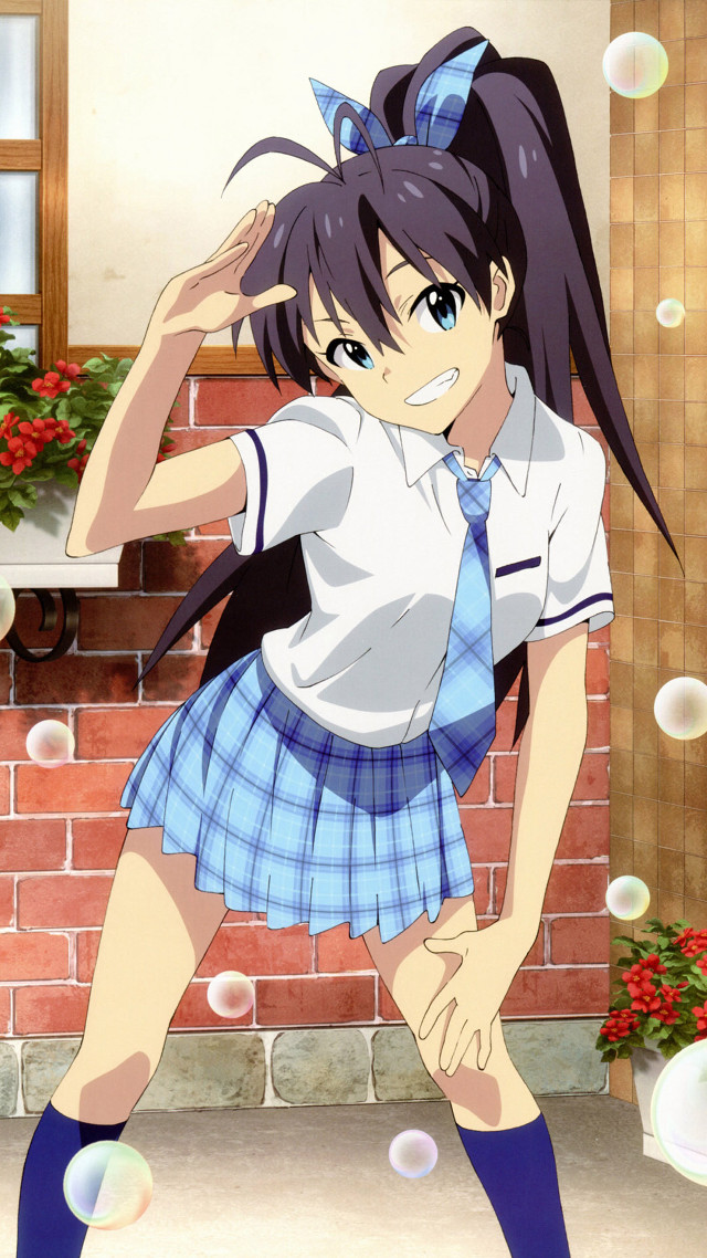 Girl bubble school uniform brick free wallpaper for mobile - medium preview image