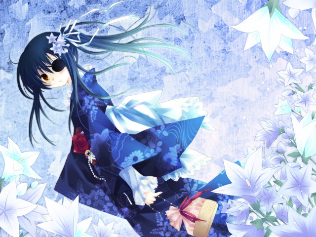 Blue dress flower background anime free wallpaper for desktop - medium preview image