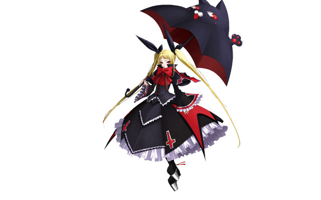 Woman dress umbrella cat back free wallpaper for desktop - medium preview image