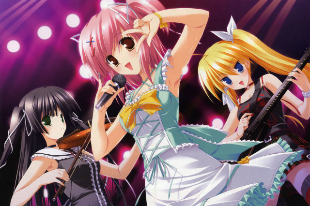 Anime girls singing stage microphones free wallpaper for desktop - medium preview image