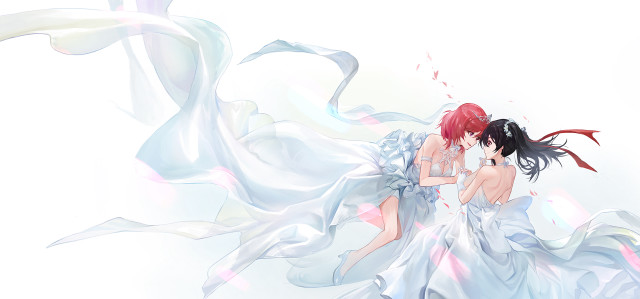 Women white dresses red hair free wallpaper for desktop - medium preview image