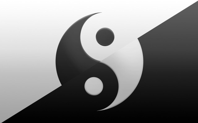 Yin yang symbol black white free wallpaper for desktop - medium preview image