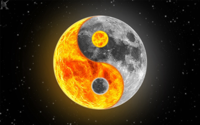 Yin yang full moon stars free wallpaper for desktop - medium preview image