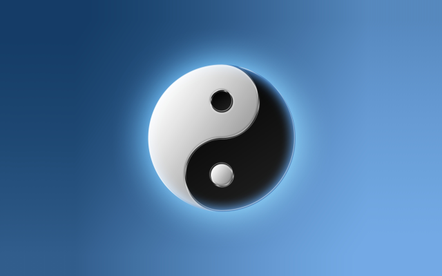 Yin yang symbol blue background free wallpaper for desktop - medium preview image
