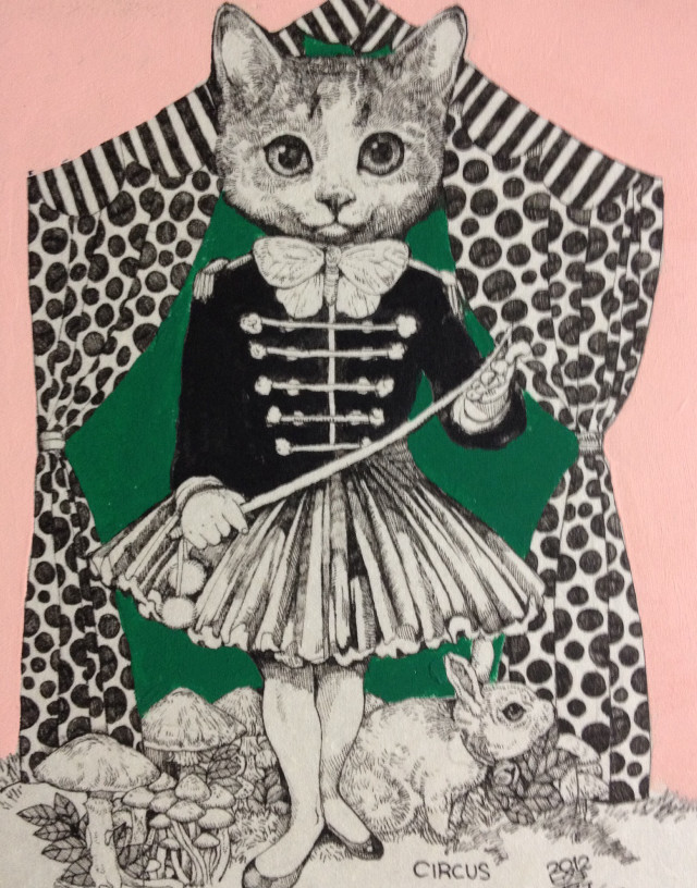 Cat dress rabbit back polka free wallpaper for mobile - medium preview image