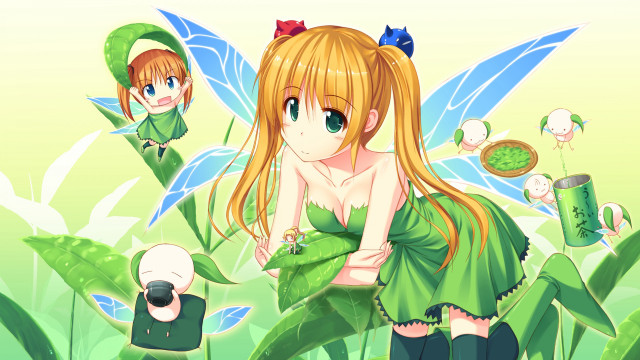 Girl green dress fairy wings free wallpaper for desktop - medium preview image