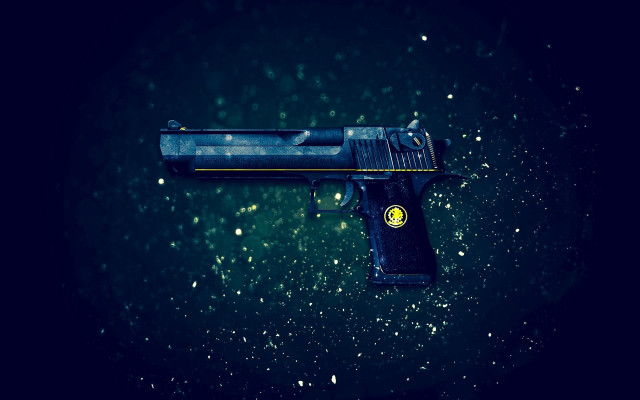 Blue yellow gun yellow button free wallpaper for desktop - medium preview image