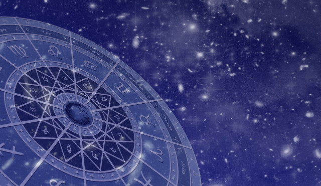 Blue astro wheel zodiac signs free wallpaper for desktop - medium preview image