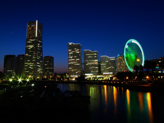 City skyline ferris wheel night #3 free wallpaper for desktop - medium preview image