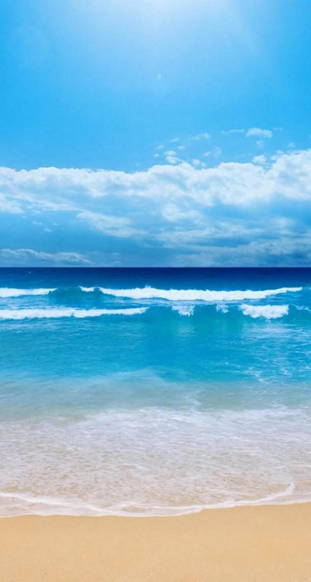 Beach surfboard blue sky clouds free wallpaper for mobile - medium preview image