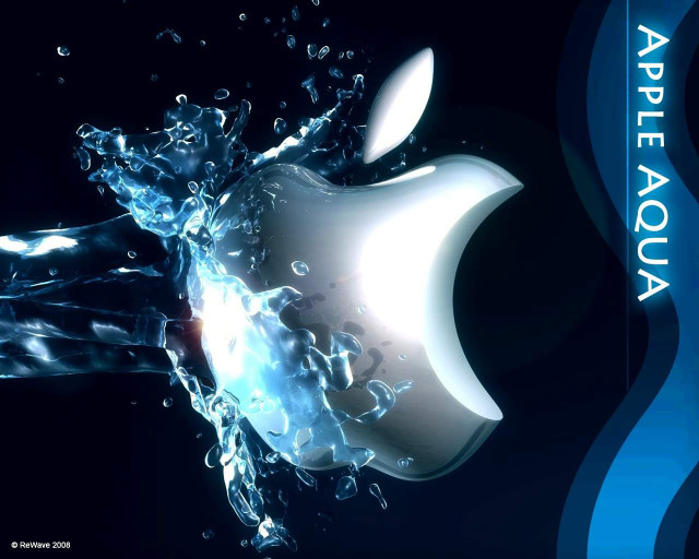 Apple logo water splash blue #2 free wallpaper for desktop - medium preview image