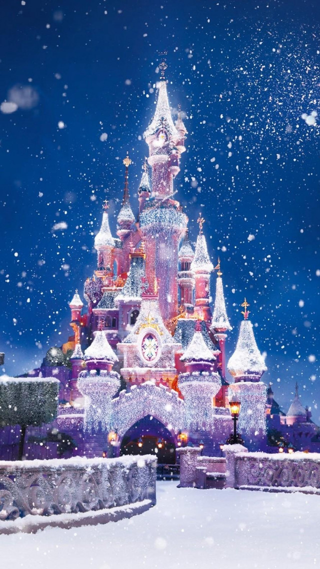 Castle clock snow night snowfall free wallpaper for mobile - medium preview image