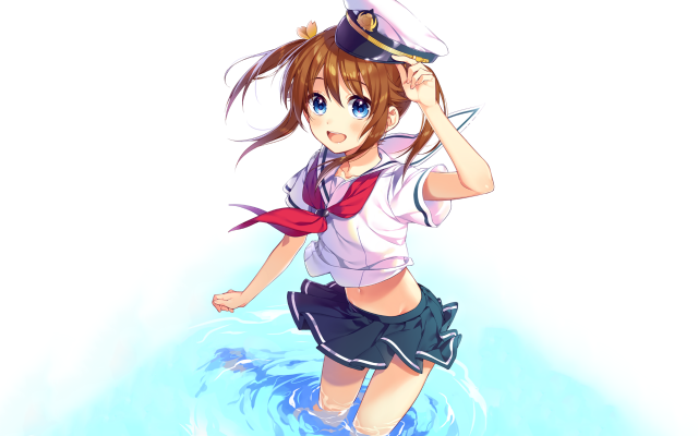 Girl sailor outfit standing water free wallpaper for desktop - medium preview image