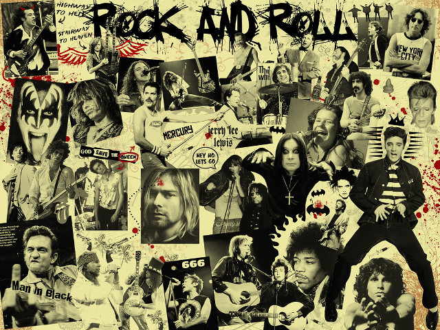 Rock and roll band collage free wallpaper for desktop - medium preview image