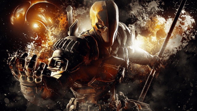 Man yellow mask gun knife free wallpaper for desktop - medium preview image
