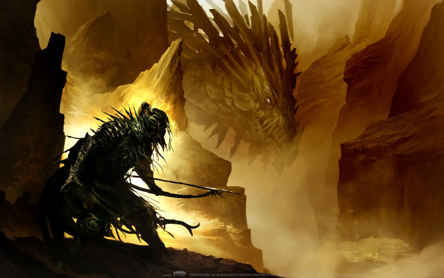 Giant creature sword dragon yellow free wallpaper for desktop - medium preview image