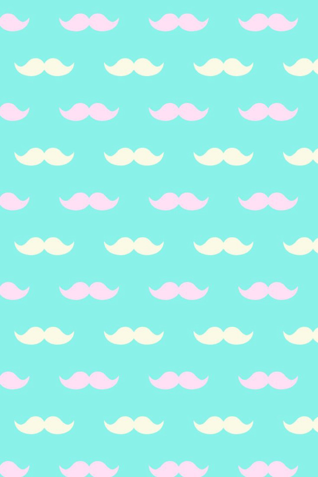 Pink white mustaches blue background free wallpaper for mobile - medium preview image