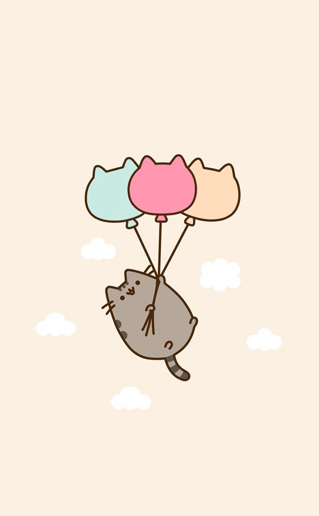 Cat flying balloons mouth cat free wallpaper for mobile - medium preview image