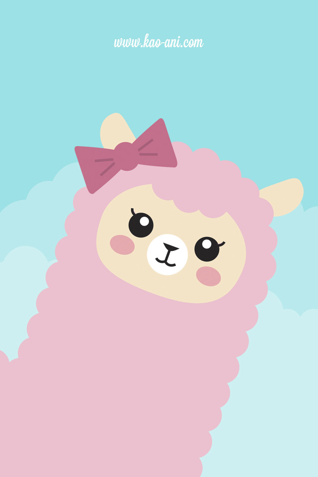 Pink llama red bow blue free wallpaper for mobile - medium preview image