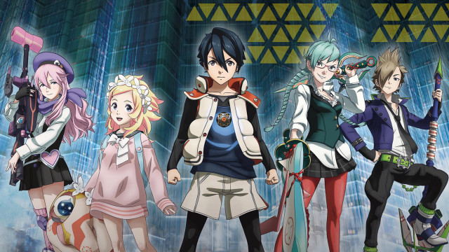 Anime characters group blue background #17 free wallpaper for desktop - medium preview image