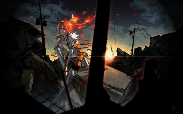 Person standing window fire sky free wallpaper for desktop - medium preview image