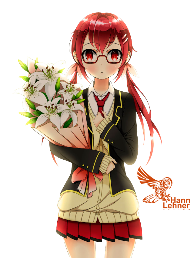 Girl red hair bouquet flowers free wallpaper for mobile - medium preview image