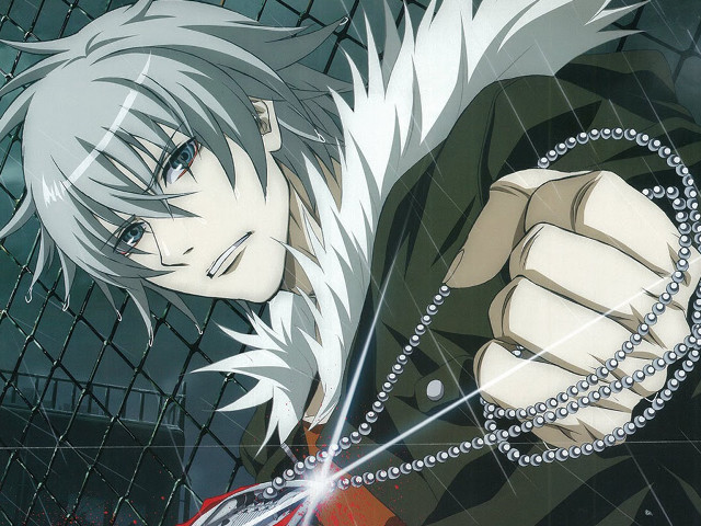 Man white hair chain gun free wallpaper for desktop - medium preview image