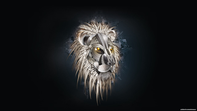 Lion head black background white free wallpaper for desktop - medium preview image
