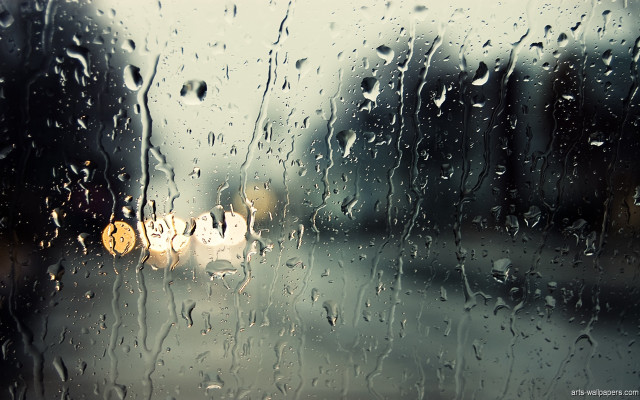 Rain covered window yellow traffic #3 free wallpaper for desktop - medium preview image