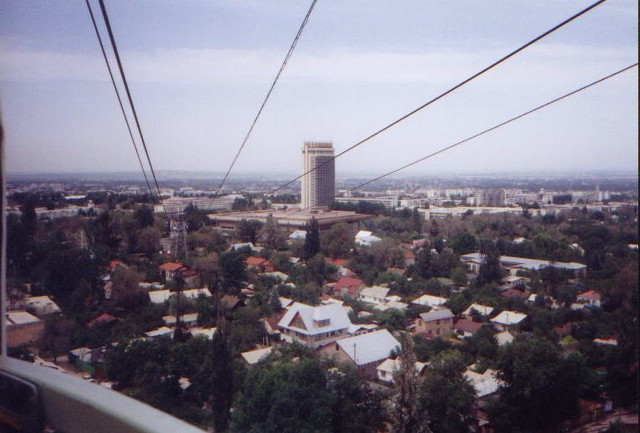 Cable car city view buildings free wallpaper for desktop - medium preview image