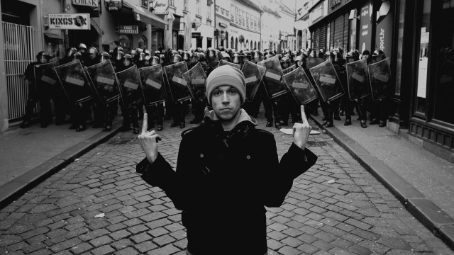 Man crowd signs flags protest free wallpaper for desktop - medium preview image