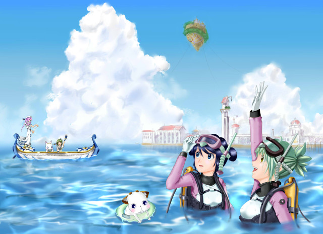 People water kite sky boat free wallpaper for desktop - medium preview image