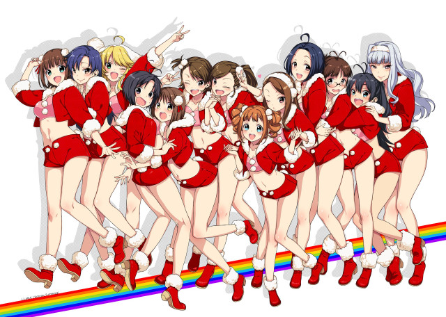 Women red outfits rainbow line free wallpaper for desktop - medium preview image