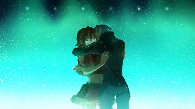 Couple hugging snow stars background free wallpaper for desktop - medium preview image