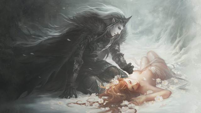 Woman demon snow ground demons free wallpaper for desktop - medium preview image