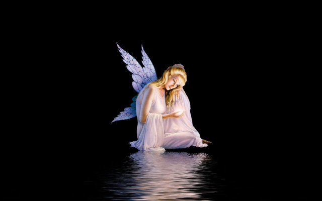 Fairy sitting water wings spread #2 free wallpaper for desktop - medium preview image