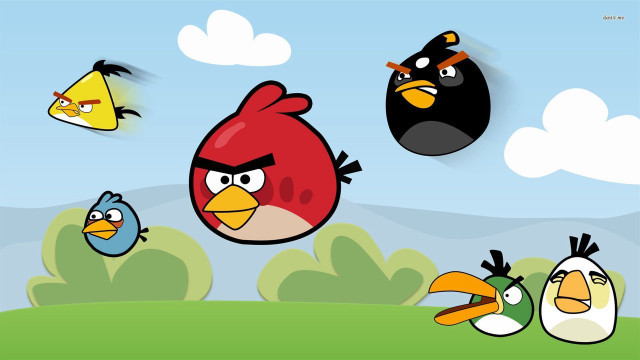 Angry birds flying sky grass free wallpaper for desktop - medium preview image