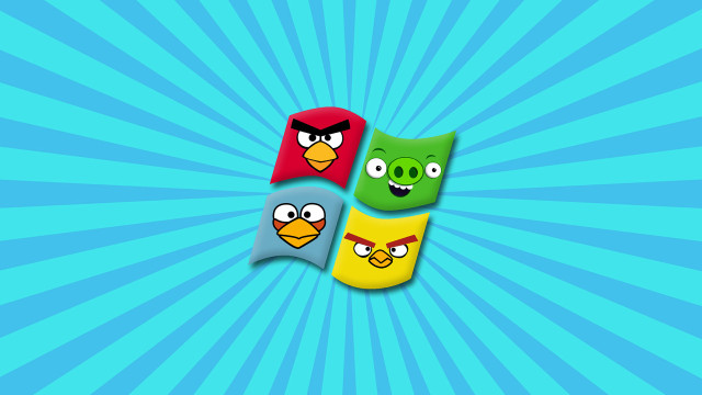 Angry birds blue background sunburst free wallpaper for desktop - medium preview image