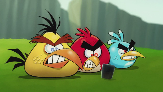 Angry birds cartoon scene mountains free wallpaper for desktop - medium preview image
