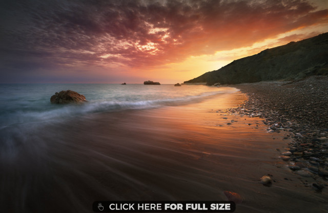 Beach rock sunset red sky free wallpaper for desktop - medium preview image