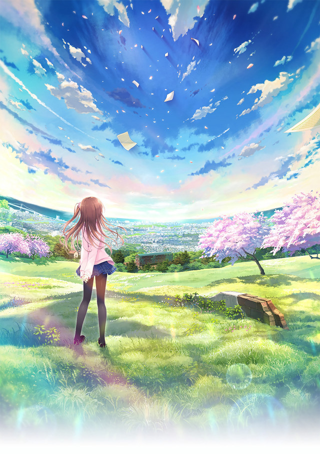 Girl field sky clouds dog free wallpaper for mobile - medium preview image