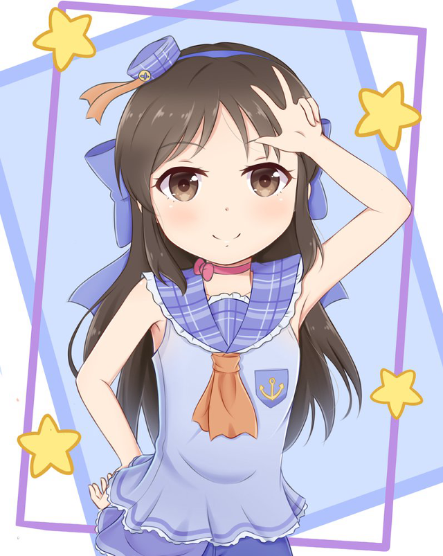 Girl blue dress stars neck free wallpaper for mobile - medium preview image